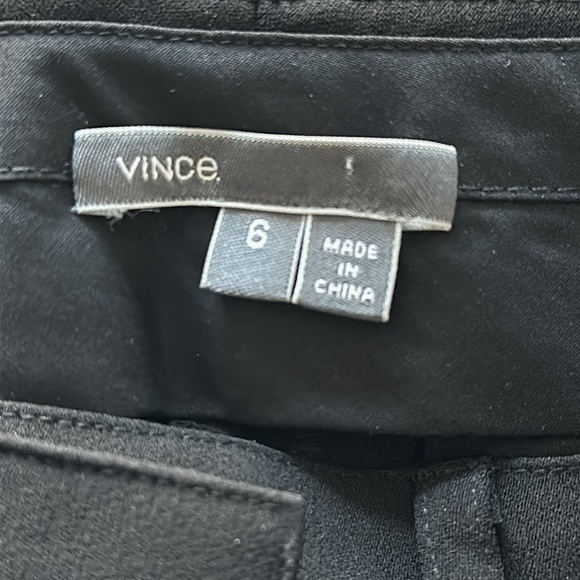 VINCE. Asymmetric Harem Trousers Leather Trim tapered hem Pants Size 6. Like New - Picture 5 of 16